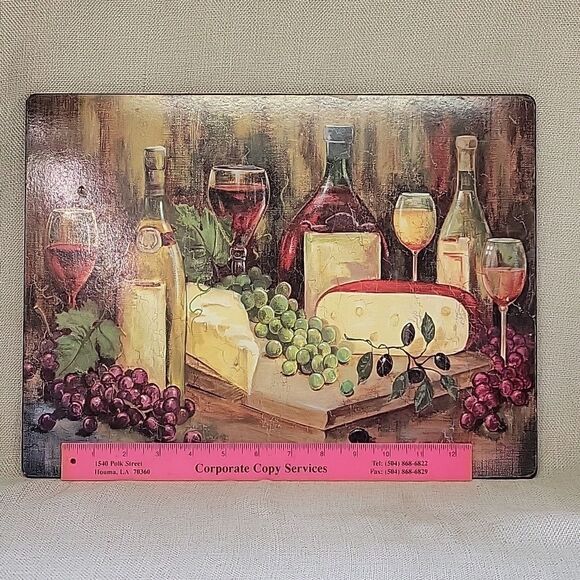 Benson Mills Set 2 Cork Backed Hard Placemats Wine & Cheese Theme + Plate - Picture 6 of 8